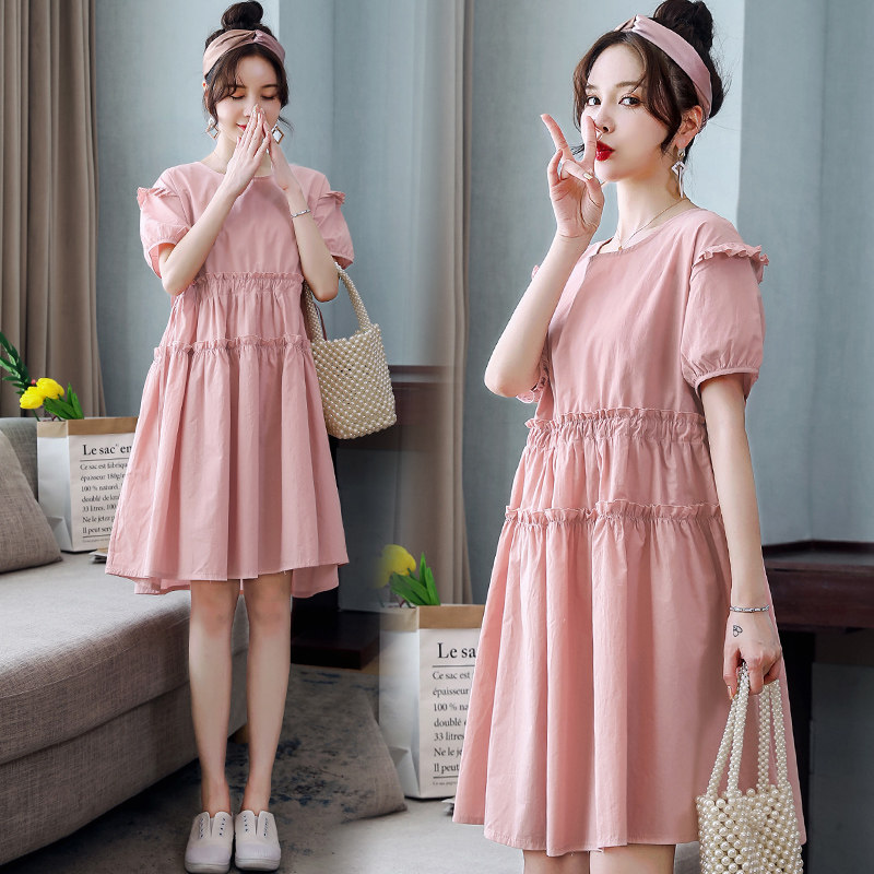 Pregnant woman summer dress mom 2021 spring and summer dress fashion loose long skirt fresh summer dress