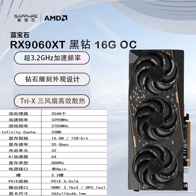 Графическая карта искусственного интеллекта для киберспорта Sapphire 7650gre/9060xt 16g/9070gre/9070xt