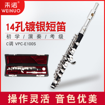 Uno short flute C Atlantic Instrume VPC-E100S Short Flute Pipe Fessions Playing Silver Plated