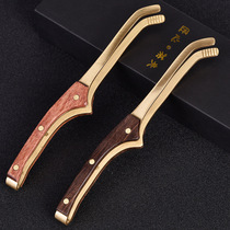 New Chinese Retro Kung Fu Black Sandalwood Solid Wood Tea Cup Clip High-end Pure Copper Tweezer Tea Dao Six Gentleman Accessories Suit