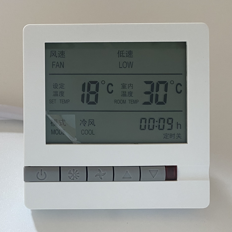 Central air-conditioning four-pipe LCD thermostat fan coil control panel three-speed switch wire controller