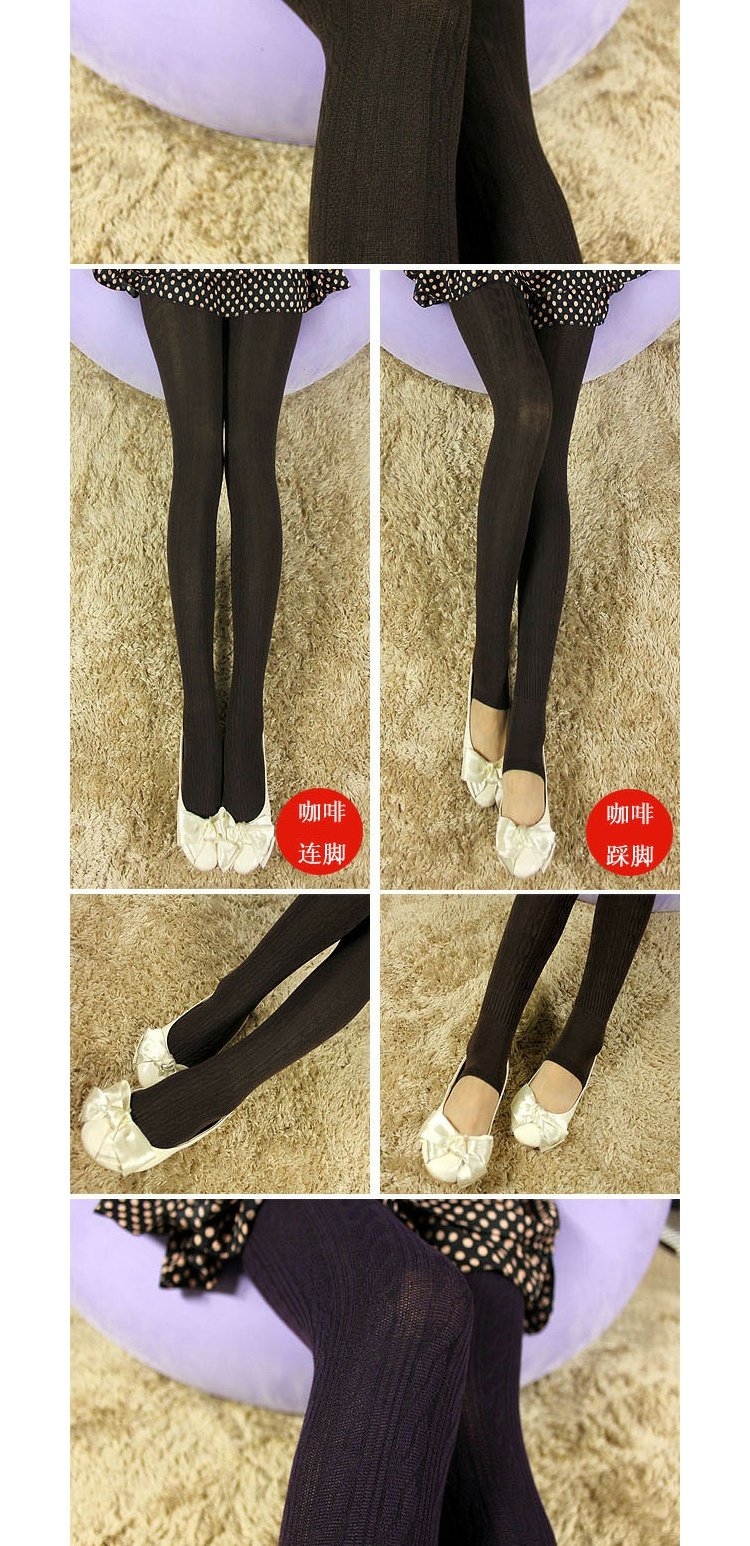 Phiên bản Hàn Quốc của mùa thu và mùa đông len xoắn dọc mặc quần legging chân vớ dày vớ dệt kim cotton quần tất nữ liền thân