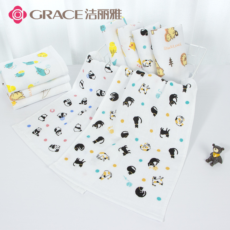 Jie Liya towel gauze towel Pure cotton childrens face wash soft not hair household baby baby absorbent gauze towel