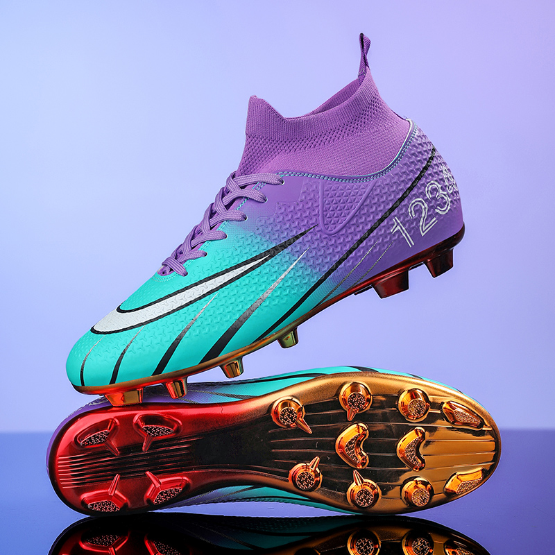 アメリカンフットボールシューズ Cロナウド 2024 新しい子供用サッカーシューズ 男の子と女の子 大人 学生 長い爪 AG ゴールド底 壊れやすい