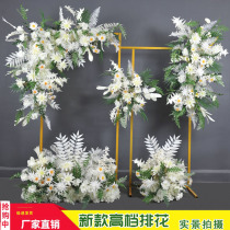 Mori wedding stage layout simulation ground flower decoration finished flower decoration wedding flower row flower row flower background decoration hanging flower