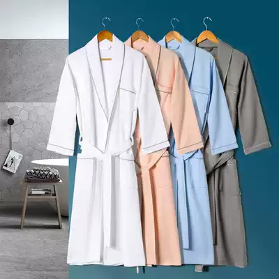 Bathrobe women's pure cotton absorbent five-star hotel waffle nightgown men's couple adult bathrobe beauty salon customization