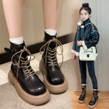 Martens, детские демисезонные короткие сапоги, обувь в английском стиле, флисовые ботинки, коллекция 2023, подходит для подростков, в британском стиле