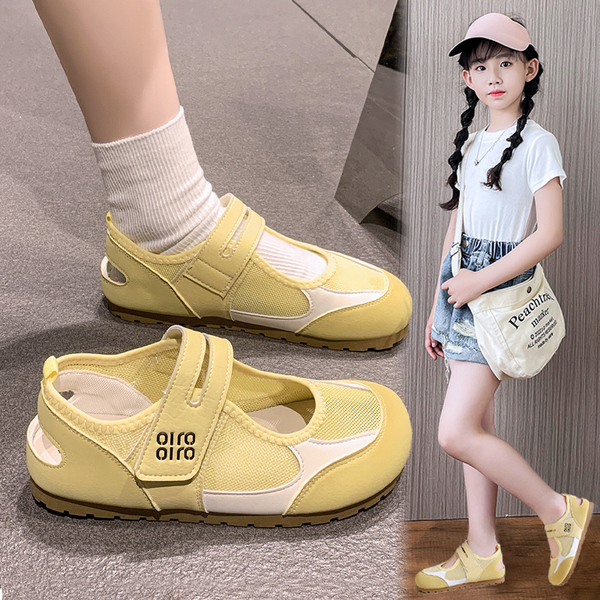 Girls' Sandals 2026 Autumn New Style Children's Closed-Toe Hollow Mesh Shoes for Older Kids, Breathable and Beautiful — 4