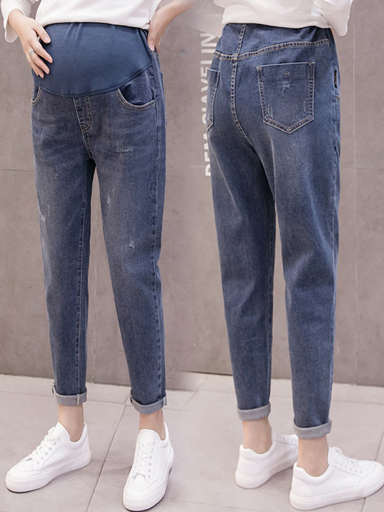 Pregnant women jeans autumn and winter wear velvet thickened pregnant women pants Pants Autumn fashion trend mom pregnant women winter clothes