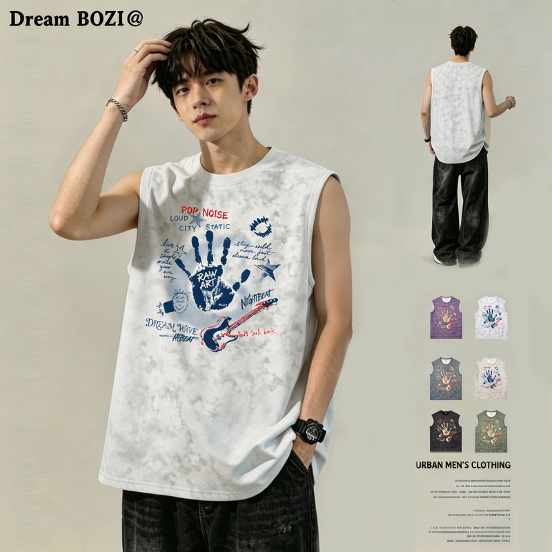 Dirty Tie-Dye Vest for Men, Summer Sleeveless T-Shirt, Versatile, Loose, Wrinkle-Resistant Suede, ins Trendy Cartoon Top Dirty Tie-Dye Vest for Men, Summer Sleeveless T-Shirt, Versatile, Loose, Wrinkle-Resistant Suede, ins Trendy Cartoon Top
