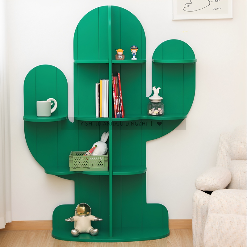 Italian-Style Children's Bookshelf, Floor-Standing Simple Creative Cactus Bookshelf, Simple Small Bookcase, Storage Picture Book Rack