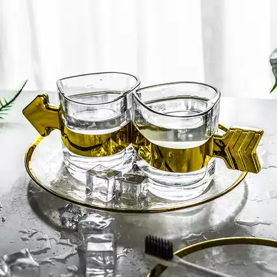 Creative personality glass tooth cylinder toothbrush cup Couple a pair of net red washing cup ins wind set mouthwash cup