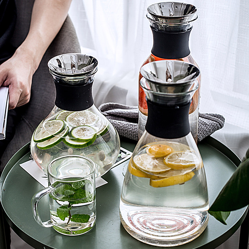 Glass teapot Large capacity Danish heat-resistant juice cold water pot Glass cold water pot Household high temperature water bottle set