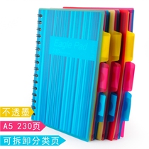 A5 classification notebook student category office removable color transparent cover work notepad thick coil book