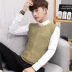 Áo len nam vest cộng với phiên bản Hàn Quốc của áo hai dây set đồ thanh niên Slim của áo len dệt kim dòng áo len không tay