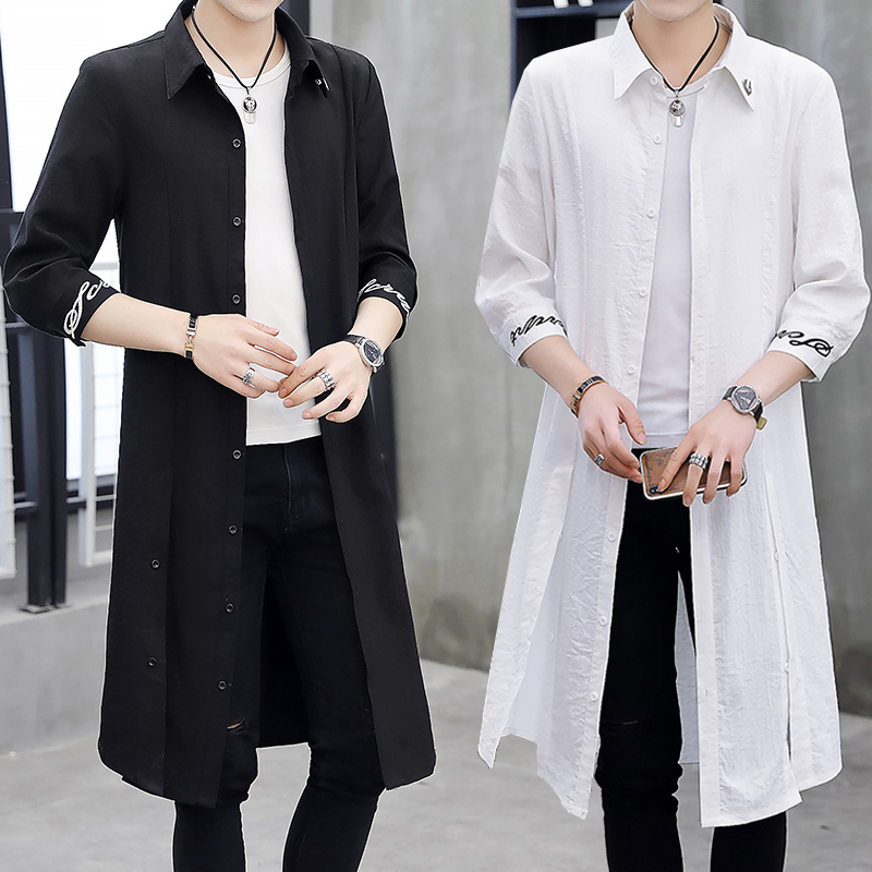 Summer Mid-Sleeve Thin Cape Men's Sun Protection Clothing 2026 New Long Over-The-Knee Trench Coat Stylish Short-Sleeve Jacket Summer Mid-Sleeve Thin Cape Men's Sun Protection Clothing 2026 New Long Over-The-Knee Trench Coat Stylish Short-Sleeve Jacket