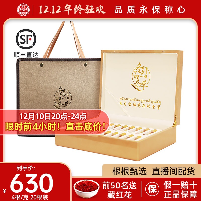 (Tibet Straight Hair) Cordyceps flagship store in the first phase 4 grams (20) dry Cordyceps gift box