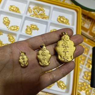 999足金佛头吊坠女3D硬金如来佛祖项链纯金佛像转运珠本命年挂坠