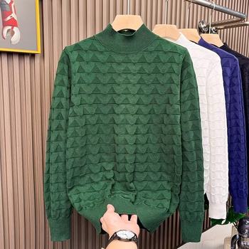 Wave pattern stretch bottoming sweater trendy half turtleneck Wave pattern stretch bottoming sweater trendy half turtleneck