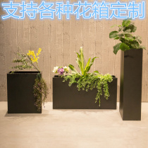 Outdoor flower trough square idyllic floor flower stand anti-rust iron flower box balcony flower pot green flower stand