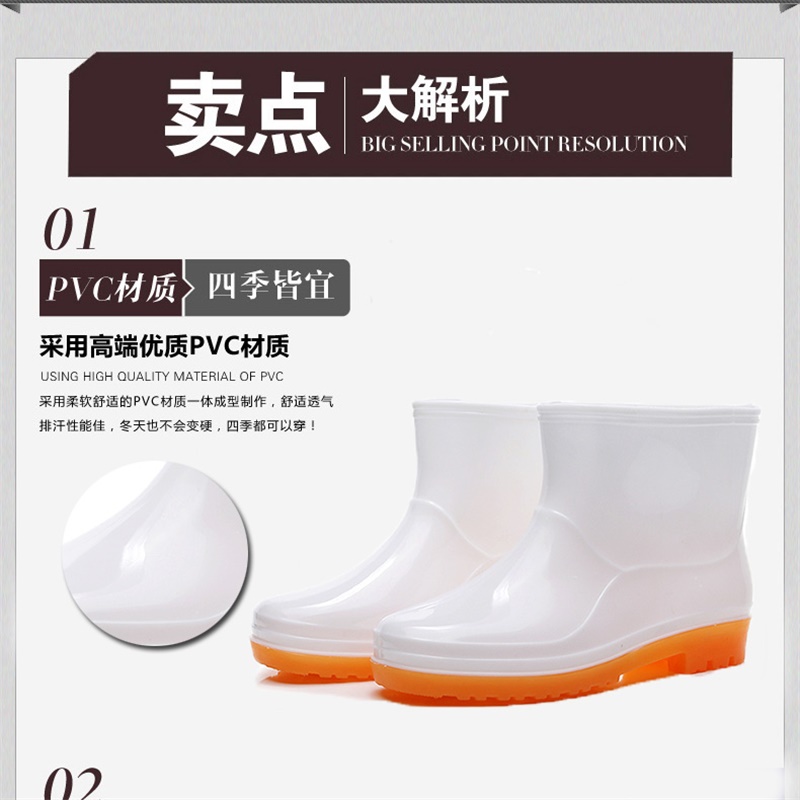 Thực phẩm vệ sinh ủng mùa đông cộng với nhung bông mưa trắng ủng nam và nữ ống ngắn chống thấm nước giày chống trượt xưởng làm việc đi mưa ủng bảo vệ giày