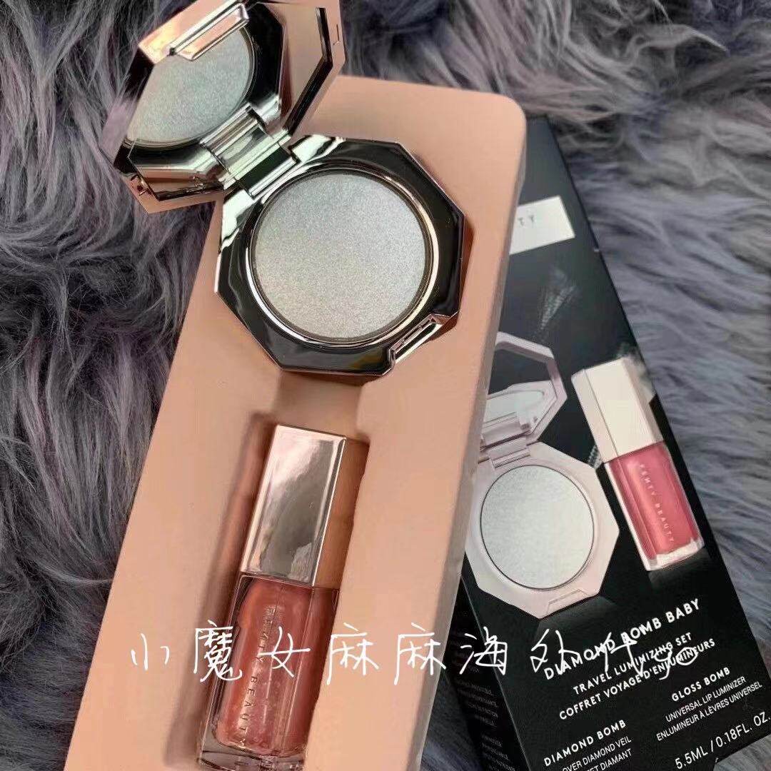  Fenty Beauty lip glazed fussy5 5ml diamond high light 2 8g medium-like mini-suit