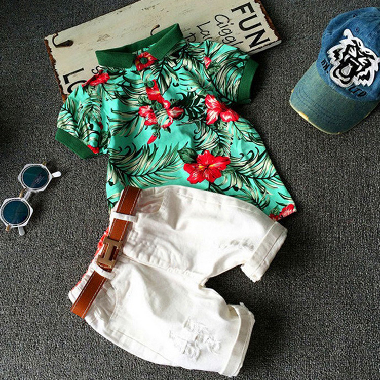 Boys Summer Package 2021 new 3 - year - old Summer Clothes 4 baby Short Sleeve Short Shorts 6 two sets of 5