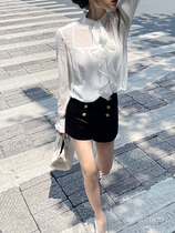 LDTJ high set shirt female temperament small crowdsourced design Agaric Side Micropenetrating style Elegant Sexy Lining to beat