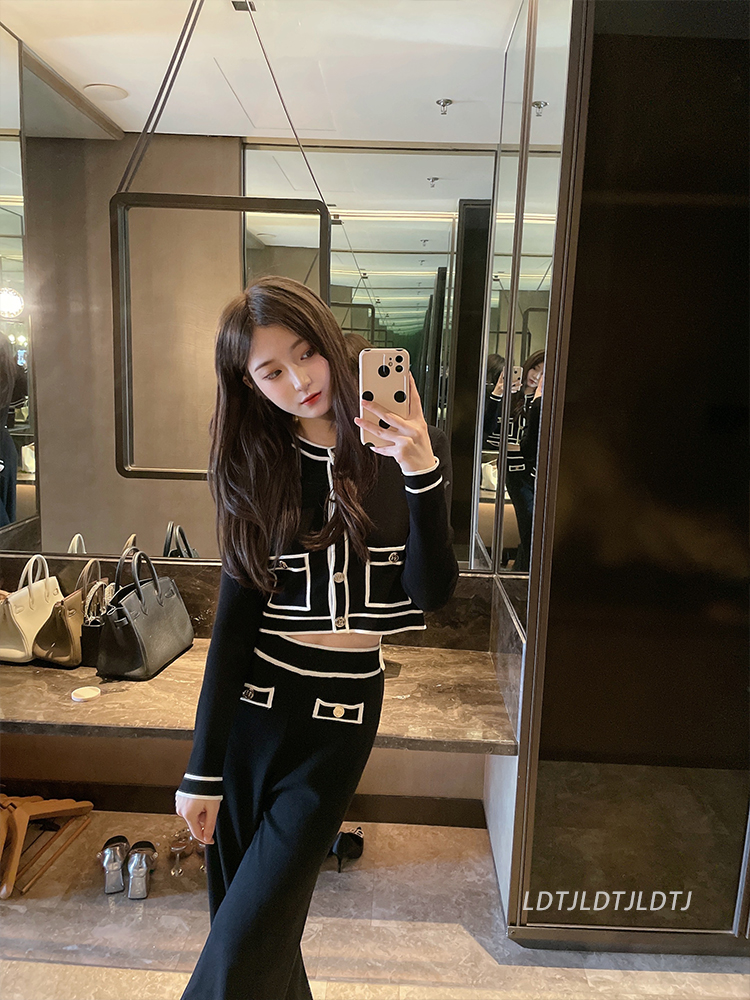 LDTJ high-definition 22 temperament pajamas robe lazy style women's autumn new lace-up long-sleeved pants knitted skirt pink gentle suit