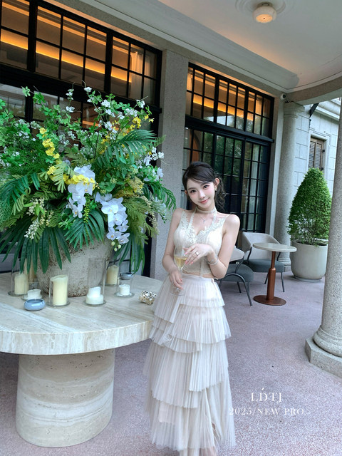 Ldtj Haute Couture[Stacked Mist Veil]2025 Autumn New A-Line Slimming Elegant Style Puffy Skirt for Women