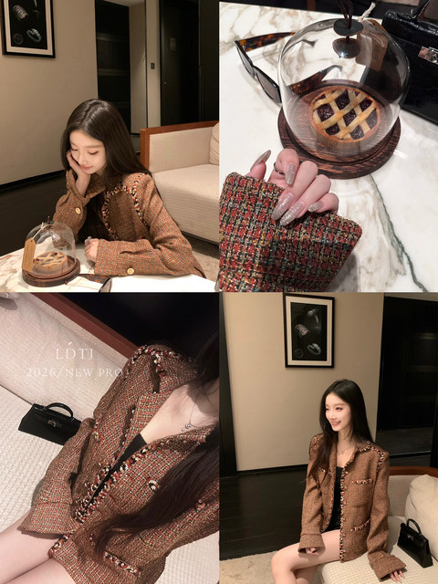 Ldtj Haute Couture Autumn/Winter High-Luxury Vintage Heavy Tweed Design Waist-Cinching Top Women's Chanel-Style Jacket
