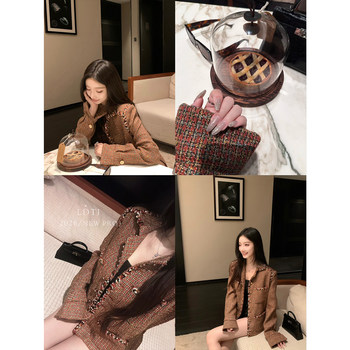 Ldtj Haute Couture Autumn/Winter High-Luxury Vintage Heavy Tweed Design Waist-Cinching Top Women's Chanel-Style Jacket