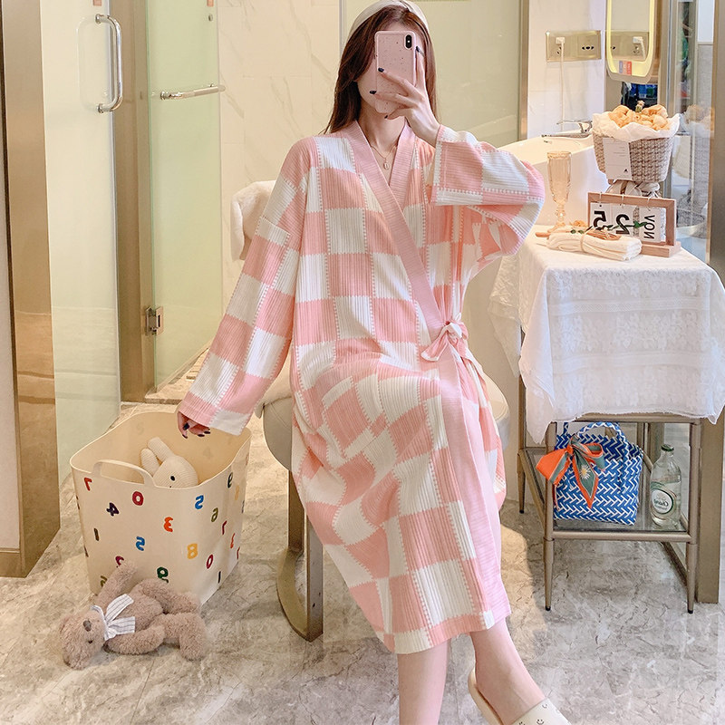 Long Sleeve Sleeping Robe Woman Spring Autumn Pure Cotton Bath Cloths Bathrobe 2022 New Autumn Style Superior Sensuo Pyjamas Sleeping Dress