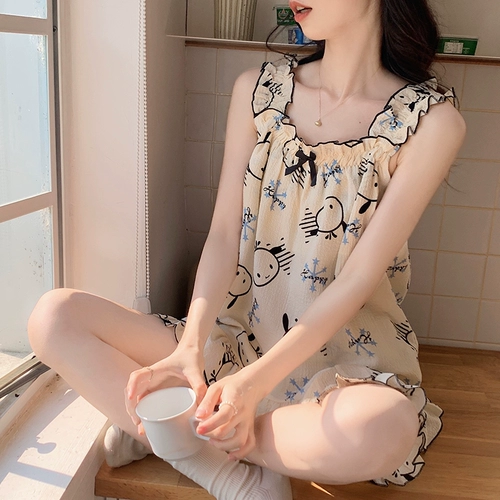 Летняя пижама, летний сексуальный комплект, бретели, топ с чашечками без рукавов, эффект подтяжки