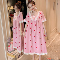 2020 Summer new sweet and loving cuddly pregnant woman sleeping dress Princess Wind palace Pure Cotton Pyjamas Skirt summer