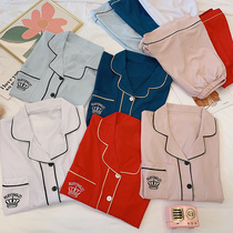 Sleepwear Womens Summer Ice Silk Screen Red Pops Lady Short Sleeves Two Sets Foreign Air Crown Home Suit Thin