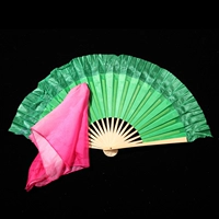 8 -INCH (зеленый) Ронгхан вентилятор с двойной правой рукой+шелковый шелковый шарф