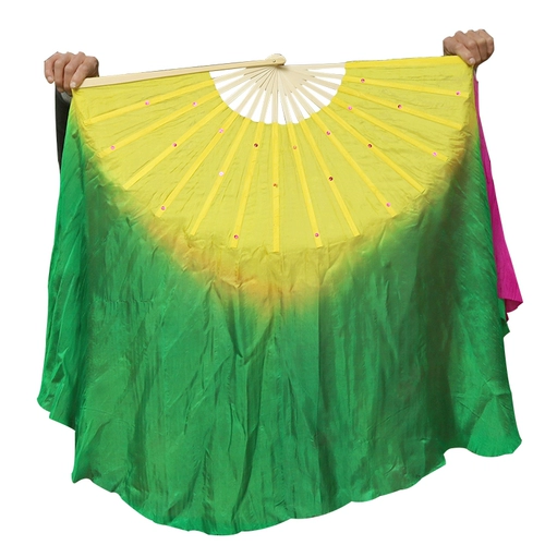 款米 Фан -фанат Hai School Simulation Silk Fifth Set Gradient Gradient Double -Shide Performance Добавлены шелковые фанаты Twisted Yangge Dance Fan