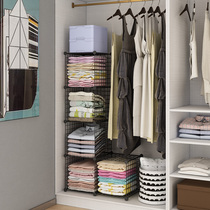 Dormitory Wrought iron artifact storage rack Wardrobe bedside table storage shelf Living room bedroom wardrobe clothes storage partition