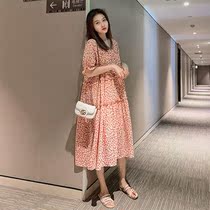 Pregnant summer 2021 summer chiffon floral super fairy Yangqi net red long summer nursing dress tide mom