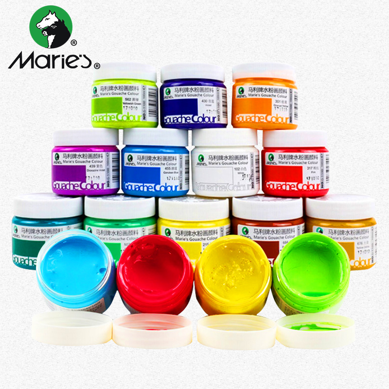 Mali Medal Water Powder Painting Paint Suit Beginners Horsepower Cards Canned 100ML Mari Children Students With Large Bottle White 18 24 12 12 Drawing Tools Color Painting High School Students 