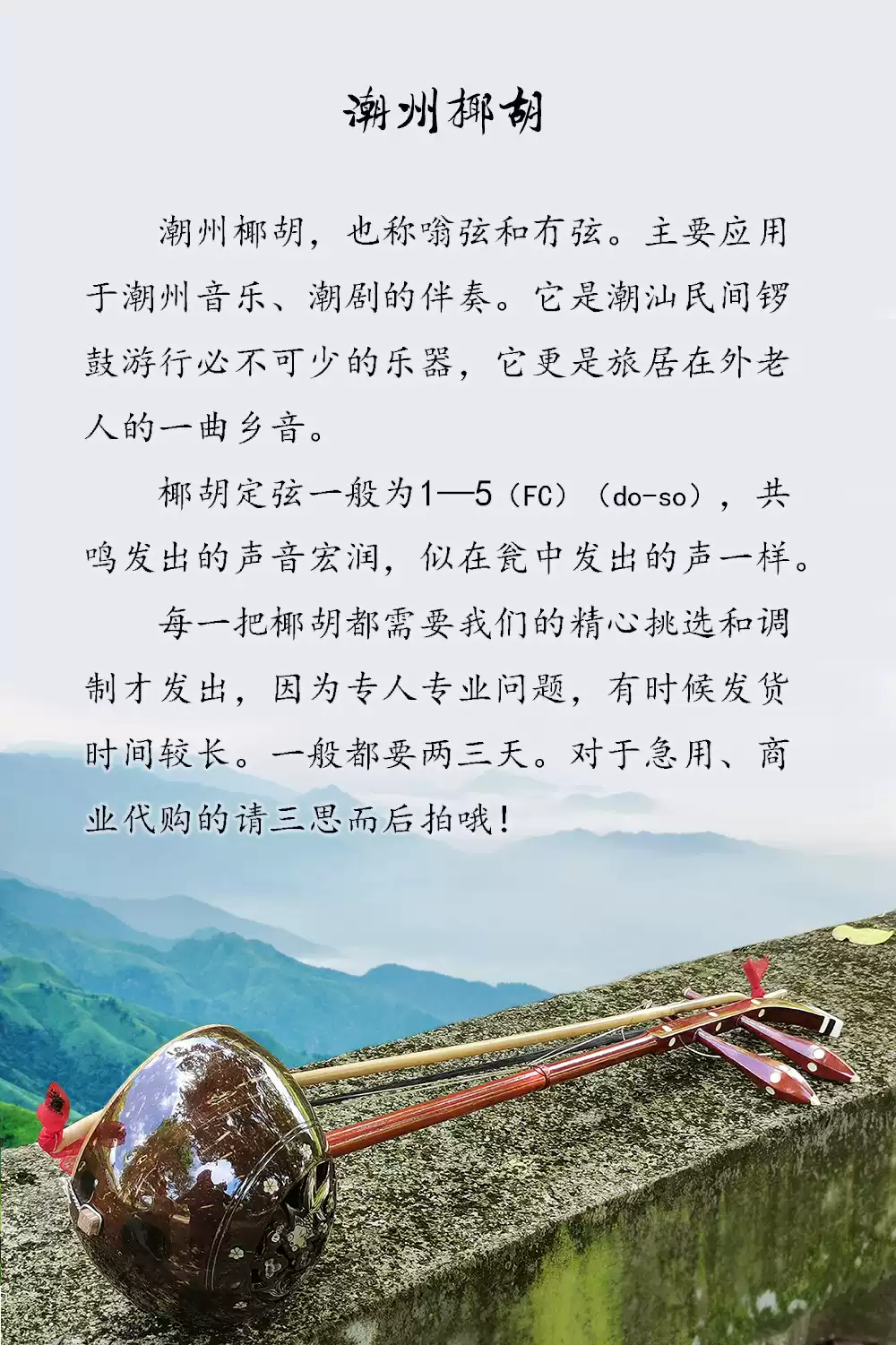 潮州音樂用椰胡 胡琴胡弦民族拉弦樂器
