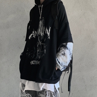 MRNEARLY扎染印花连帽卫衣男加绒