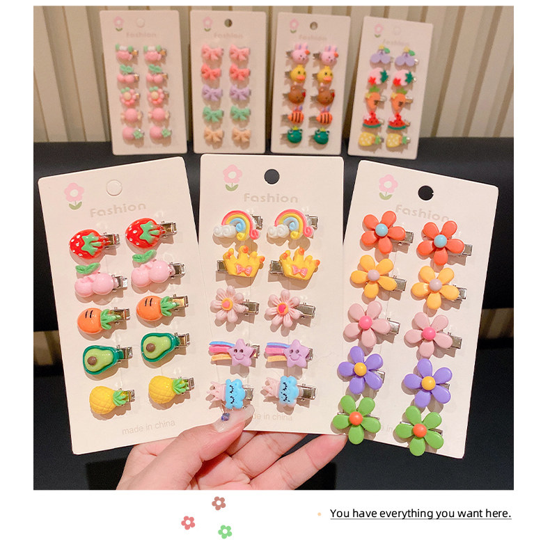 10 Pieces Quantity Cute Cartoon Resin Hair Clip 10 Pieces