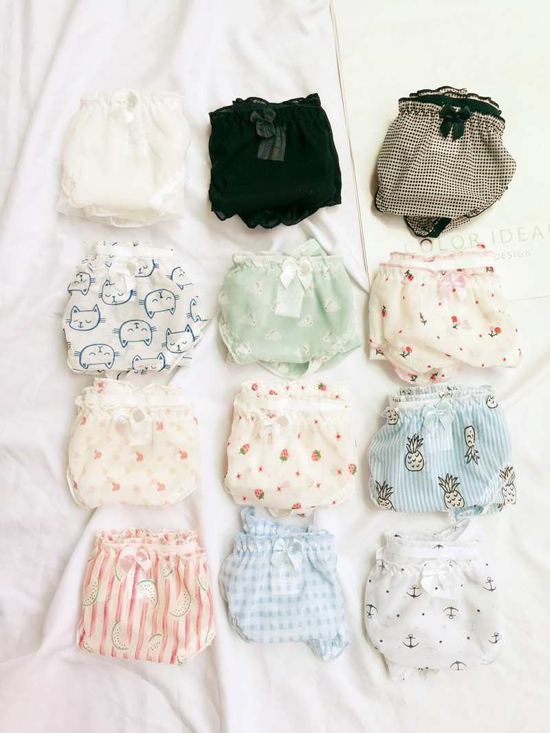 Nhật Bản dễ thương búp lụa sợi thấp eo quần lót cotton 裆 ngọt ngào gợi cảm mềm mại ít phụ nữ mỏng - Giữa eo shop đồ lót