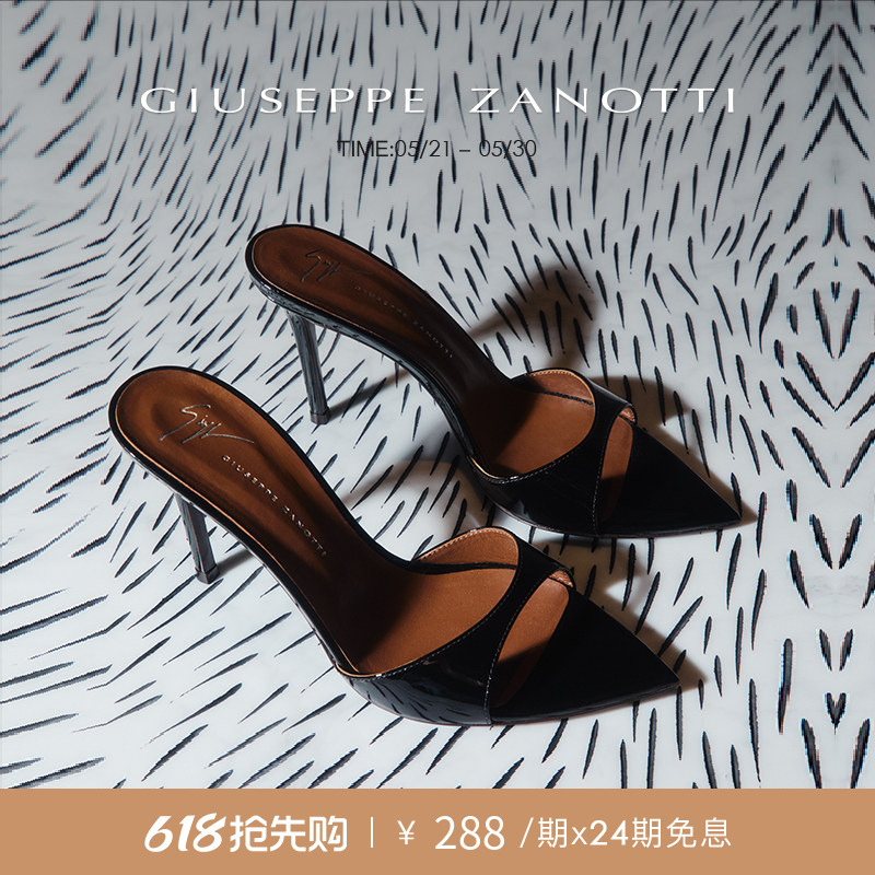 【24 Installments with No Interest】Giuseppe Zanotti Gz Women's Pointed-Toe Open-Toe Mules with Stiletto Heels 【24 Installments with No Interest】Giuseppe Zanotti Gz Women's Pointed-Toe Open-Toe Mules with Stiletto Heels