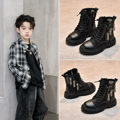 Martens, летние детские сапоги для мальчиков, ботинки, мягкая подошва, подходит для подростков