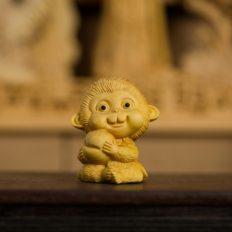 Small-Leaf Boxwood Carving, Little Monkey, Zodiac Monkey, Peach Monkey Handle Piece, Car Desktop Decoration, Animal Crafts Small-Leaf Boxwood Carving, Little Monkey, Zodiac Monkey, Peach Monkey Handle Piece, Car Desktop Decoration, Animal Crafts