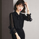 Spring 2022 new fashion long-sleeved chiffon shirts ladies high-end chic tops beautiful western-style shirts