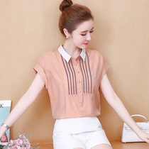 2021 new summer dress Korean short sleeve chiffon shirt female belly coat high-end shirt ladies foreign style small shirt